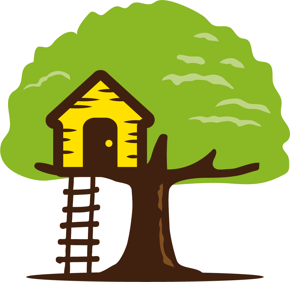 Logo de Mon pédiatre à domicile, avec un arbre avec une maison ds l’arbre sans le vélo